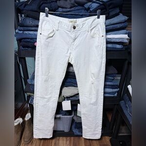 Cabi Off White Brushed Denim Distressed Jeans Size 4*